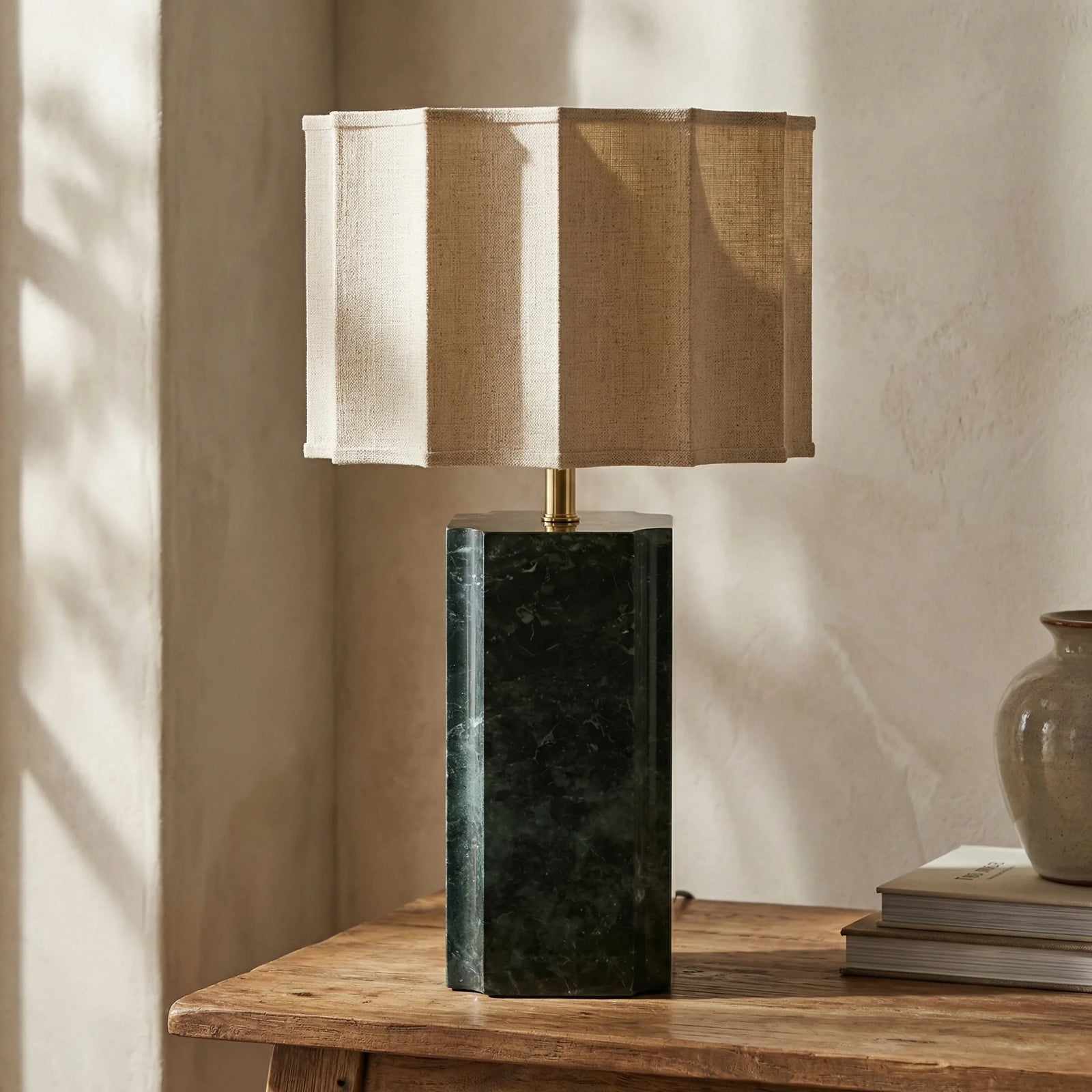 Brookes Table Lamp | Dark Green Marble