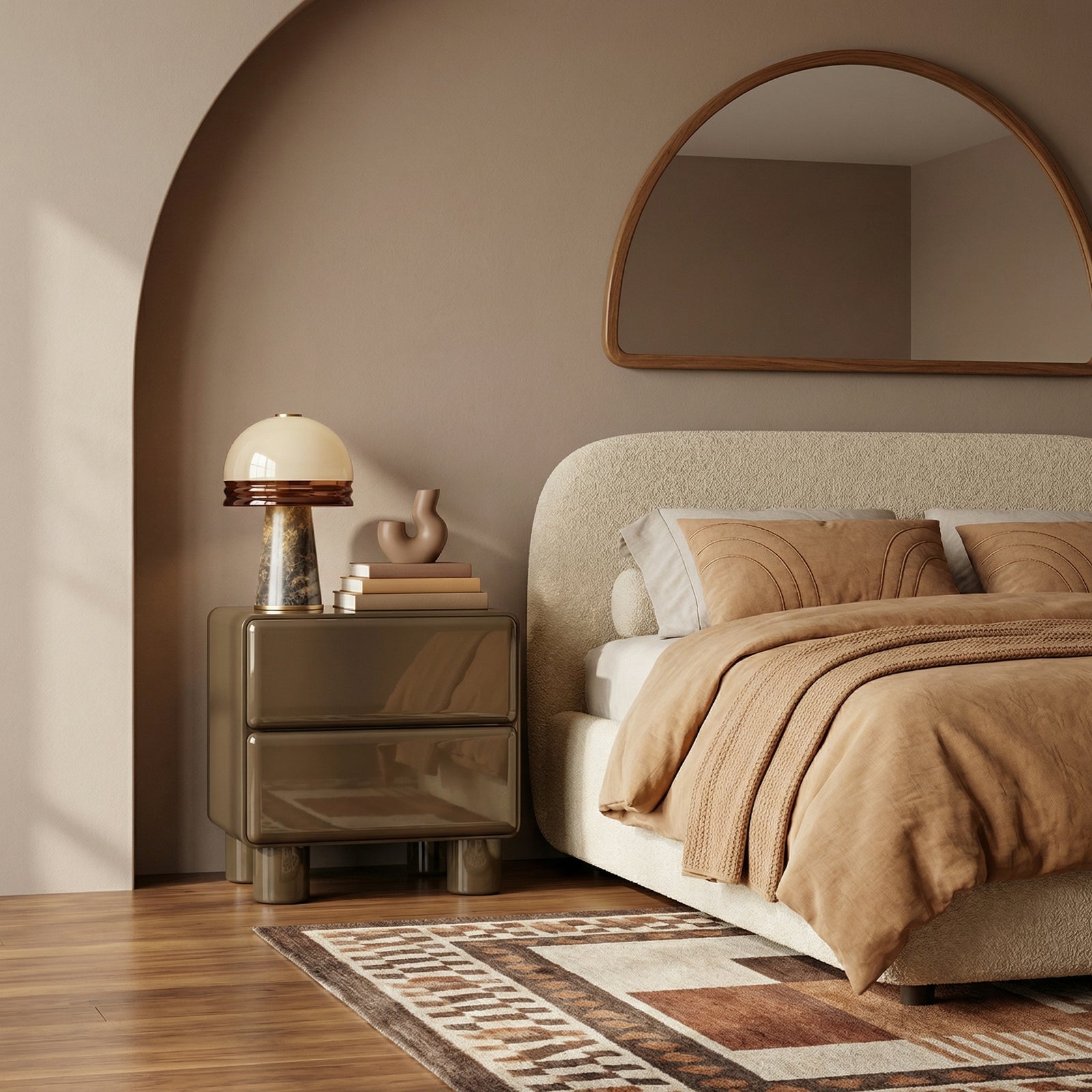 Roanne 2 Drawer Bedside Table | High Gloss Clay Green