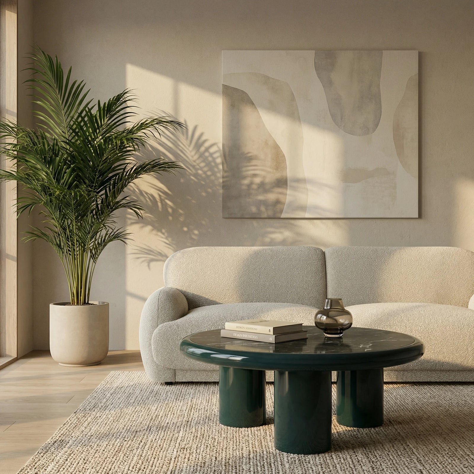 Carson Round Coffee Table | Emerald Green Marble & High Gloss Emerald Green