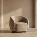 Emile Swivel Armchair | Taupe Sustainable Velvet & Walnut & Walnut