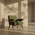 Cary Accent Chair | Moss Green Sustainable Mohair Velvet & Walnut
