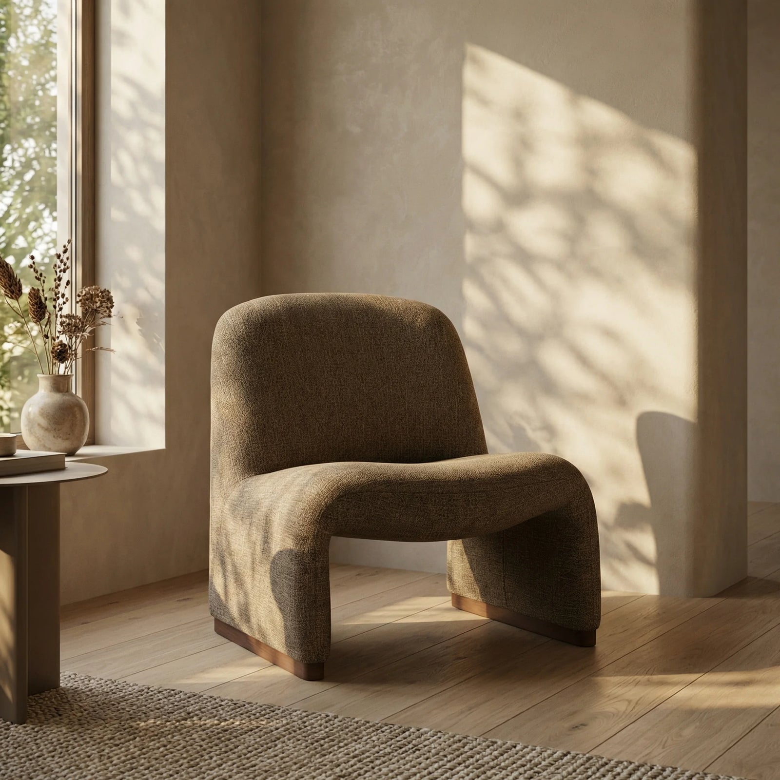 Arlet Accent Chair | Speckled Cappuccino Boucle & Walnut