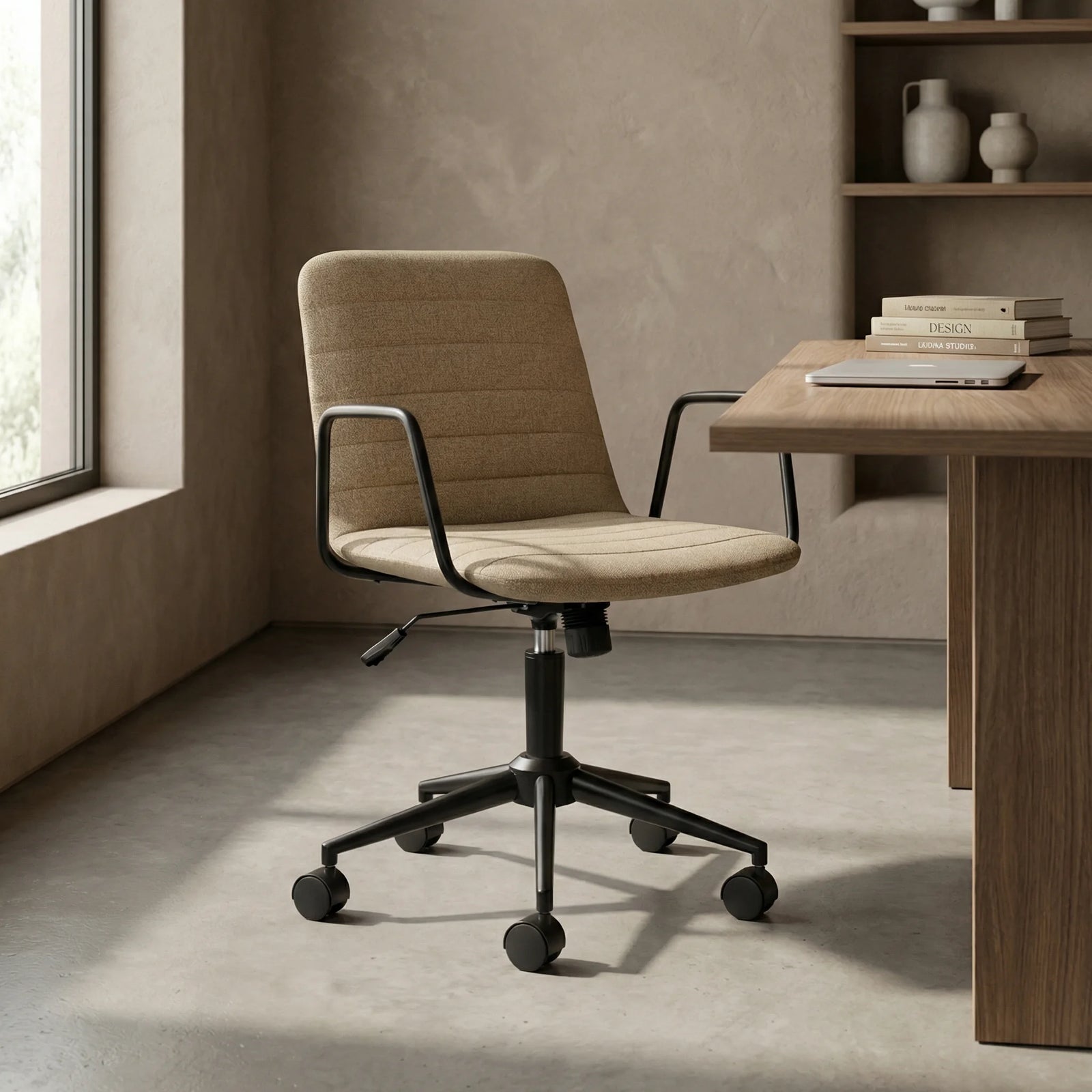 Gianna Office Chair | Latte Sustainable Fabric & Black