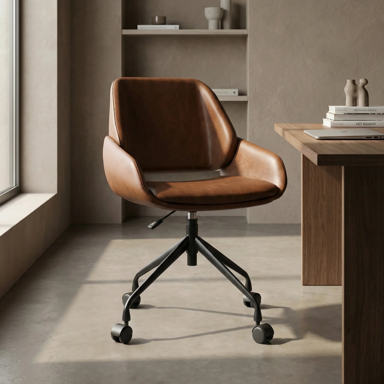 Franklin Office Chair | Vintage Tan Faux Leather & Black