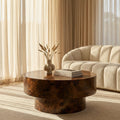 Dalton Round Wooden Coffee Table | Walnut Burl Wood