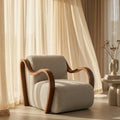 Talie Accent Chair | Speckled Stone Sustainable Boucle & Walnut