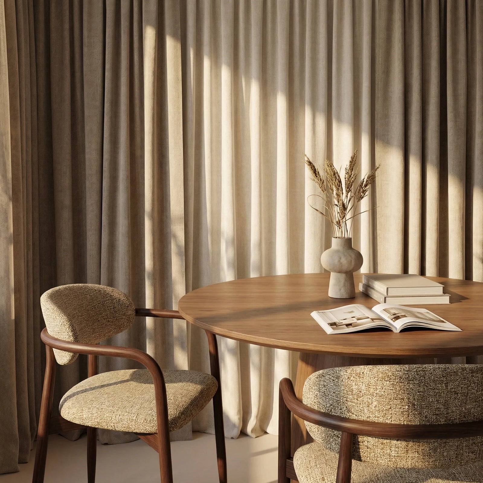 Halston Carver Dining Chair | Speckled Stone Sustainable Boucle & Walnut