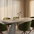 Renzo 6-10 Seat Rectangle Extendable Dining Table | Natural Travertine Effect Sintered Stone & Brown