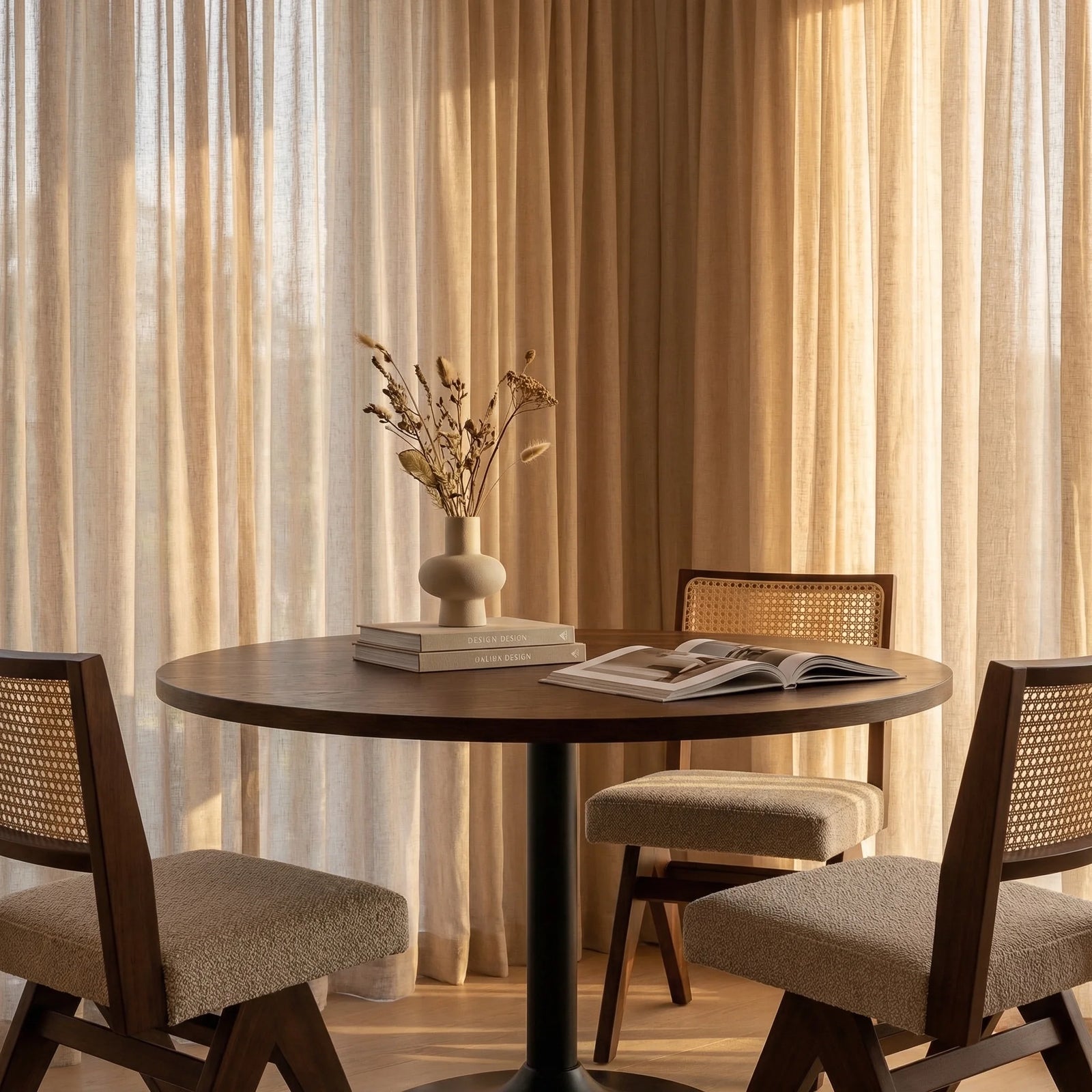 Cary Wooden Dining Chair | Speckled Stone Sustainable Boucle & Walnut