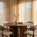 Caleb 4 Seat Round Wooden Dining Table | Walnut