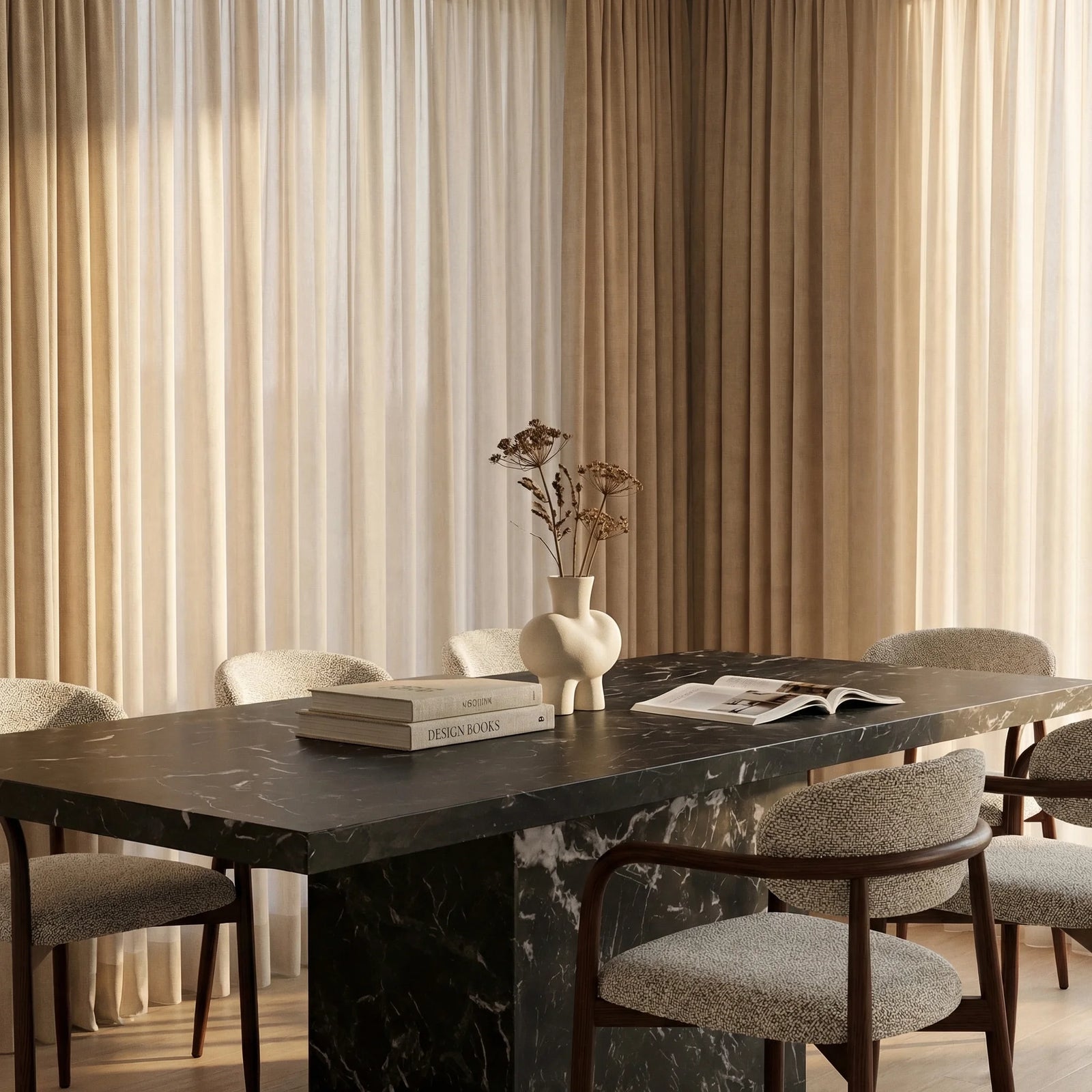 Toulouse 6 Seat Rectangle Dining Table | Onyx Black Marble