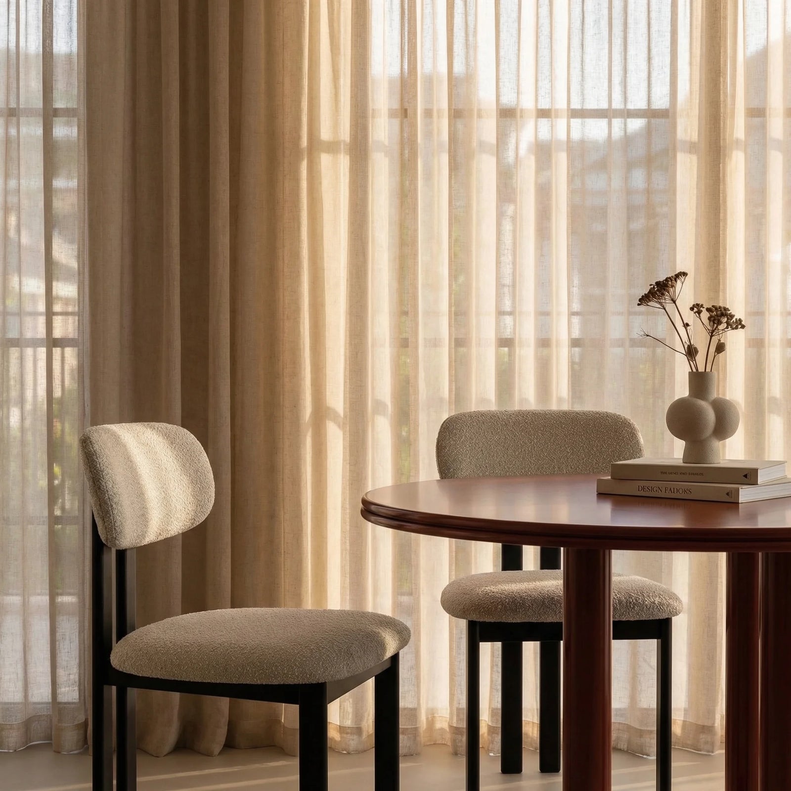 Arbor Dining Chair | Speckled Stone Sustainable Boucle & Black