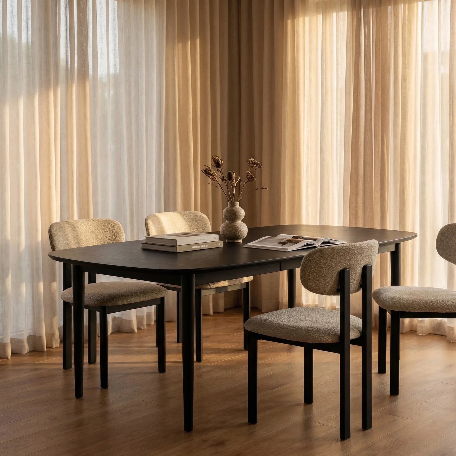 Montreux 6-10 Seat Rectangle Wooden Extendable Dining Table | Black