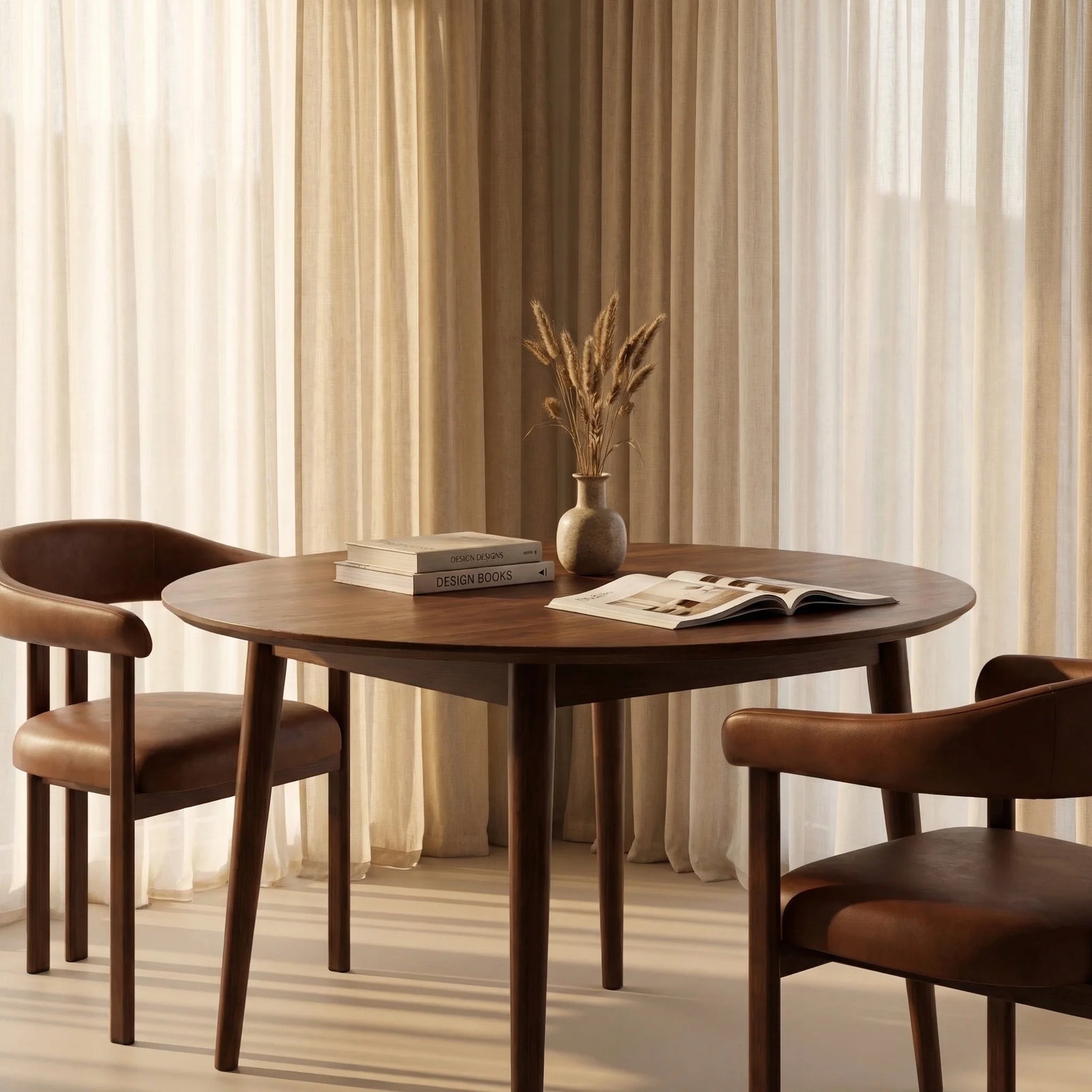 Montreux 4-6 Seat Round Wooden Extendable Dining Table | Walnut