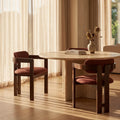 Hallie Wooden Carver Dining Chair | Rust Red Sustainable Velvet & Walnut