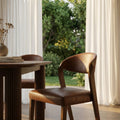 Kennedy Dining Chair | Vintage Tan Faux Leather & Walnut