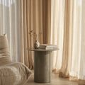 Flore Round Side Table | Sage  Green Glass & High Gloss Sage Green