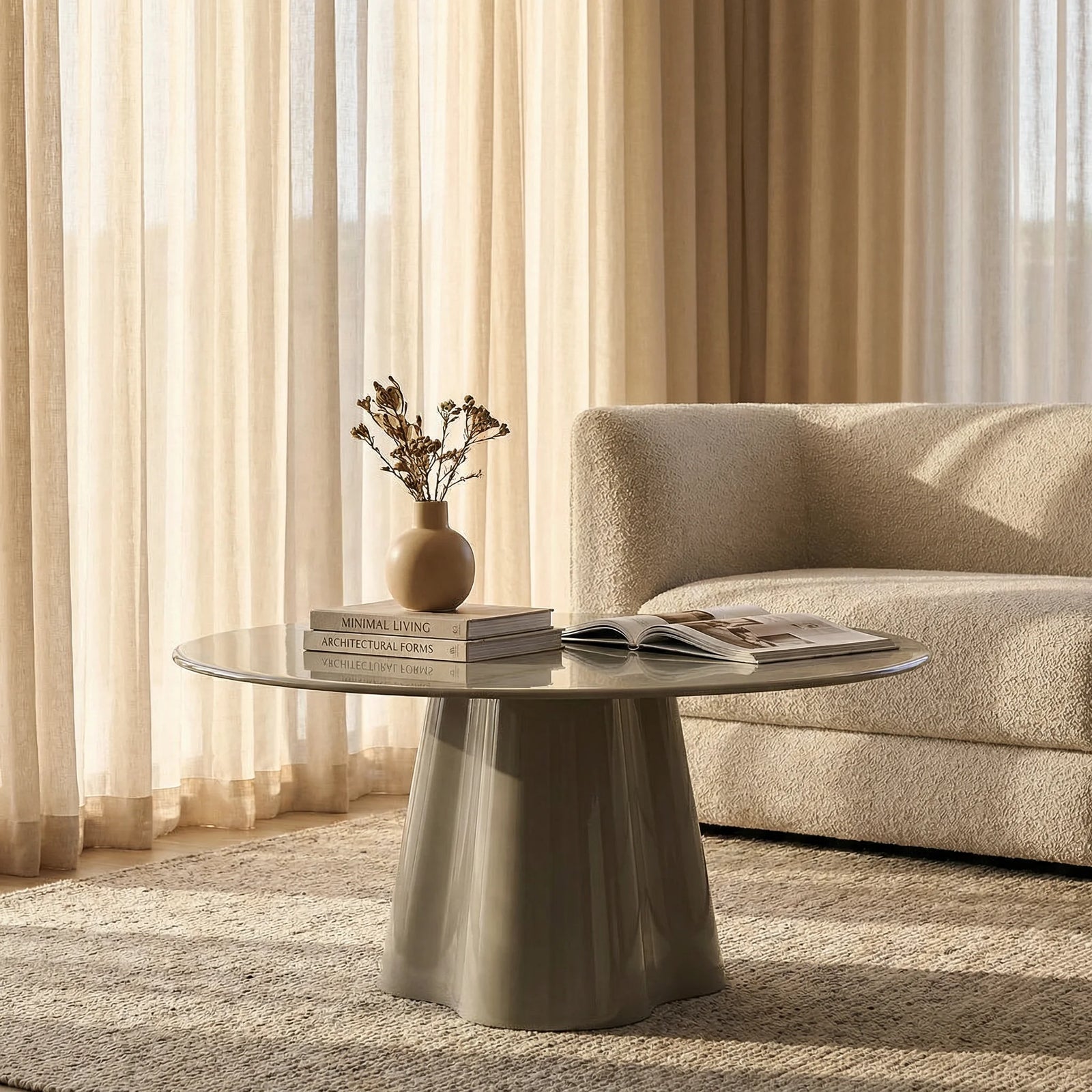 Hadley Round Coffee Table | Sage Green Sandblasted Glass & High Gloss Sage Green