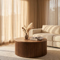 Brey Round Wooden Storage Coffee Table | Walnut