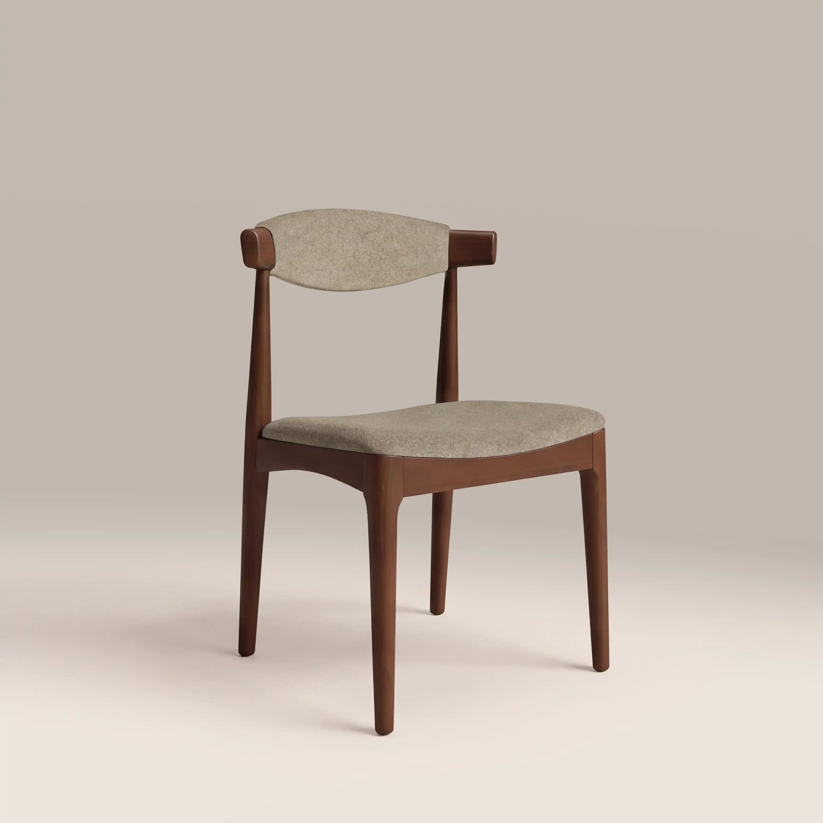 Marton Wooden Dining Chair | Soft Barley Sustainable Mohair Velvet & Walnut