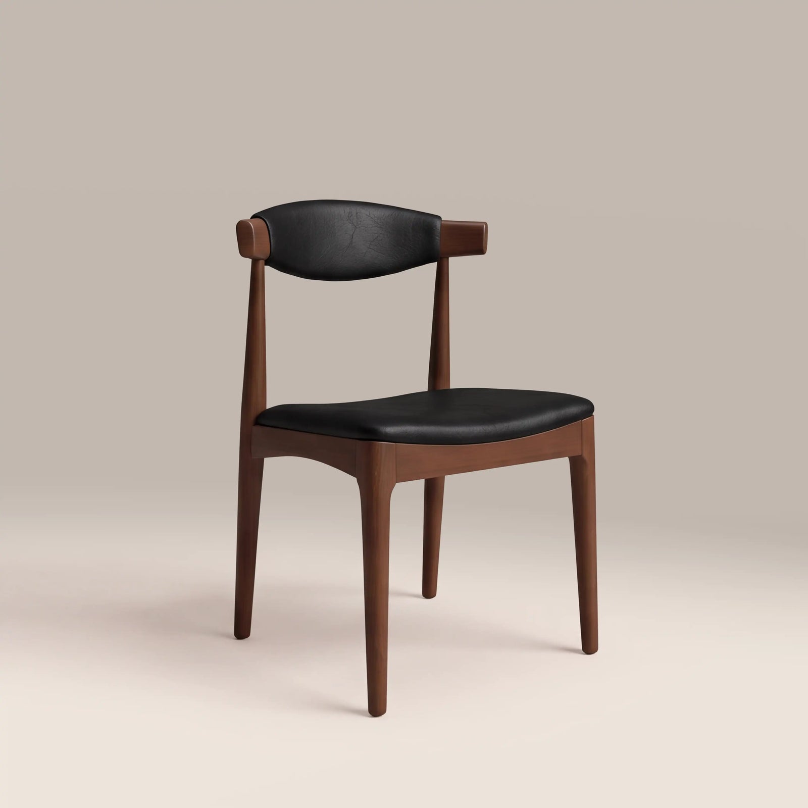 Marton Wooden Dining Chair | Vintage Black Faux Leather & Walnut