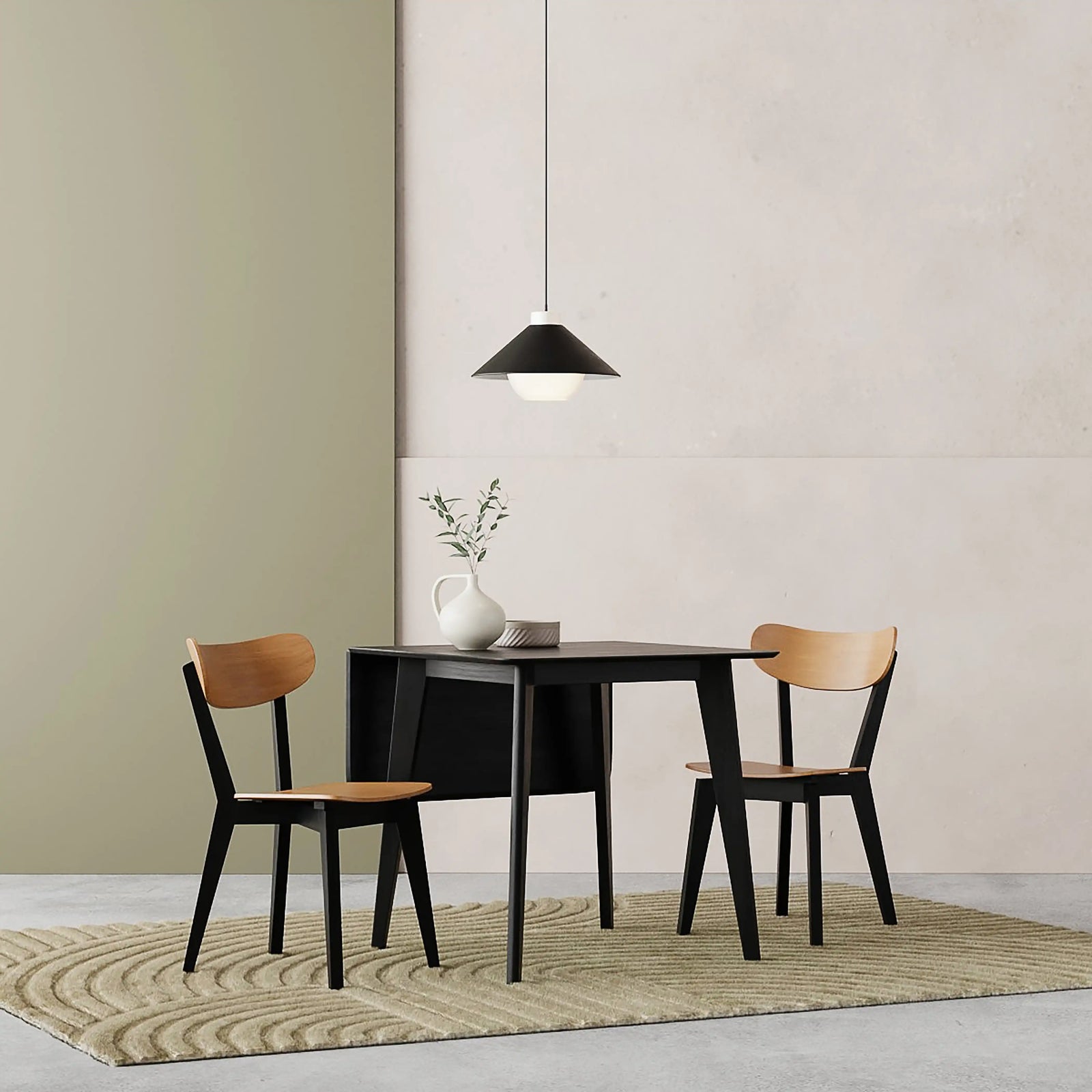 Roxby 2 Chairs Dining Set | Oak & Black