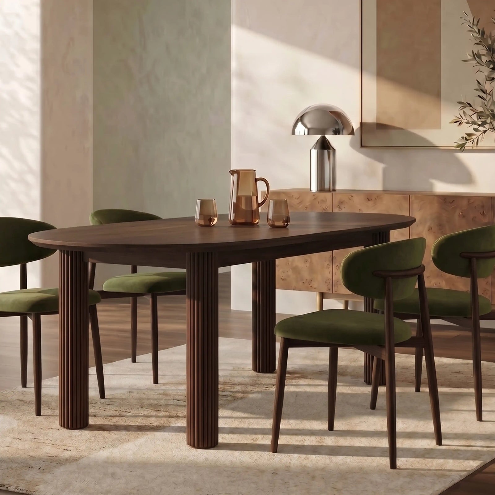 Skylar 6-8 Seat Oval Extendable Wooden Dining Table | Smoked Walnut