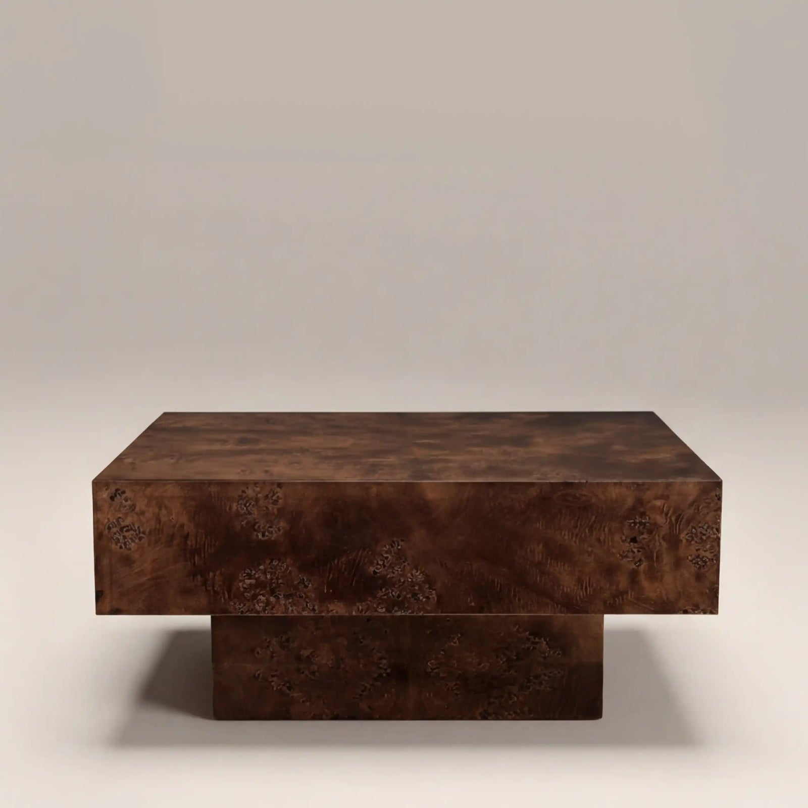 Dalton Square Wooden Coffee Table | Walnut Burl Wood