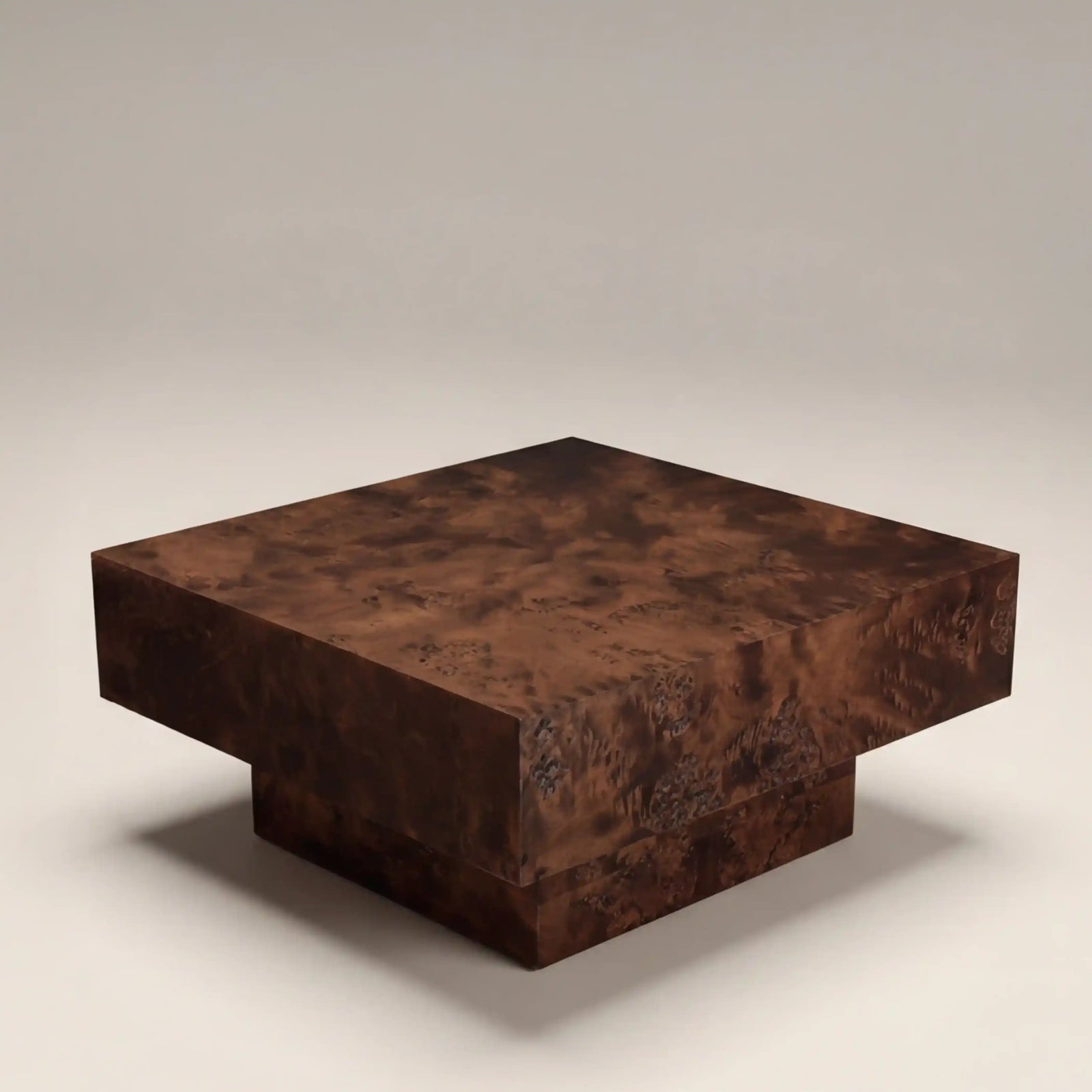 Dalton Square Wooden Coffee Table | Walnut Burl Wood
