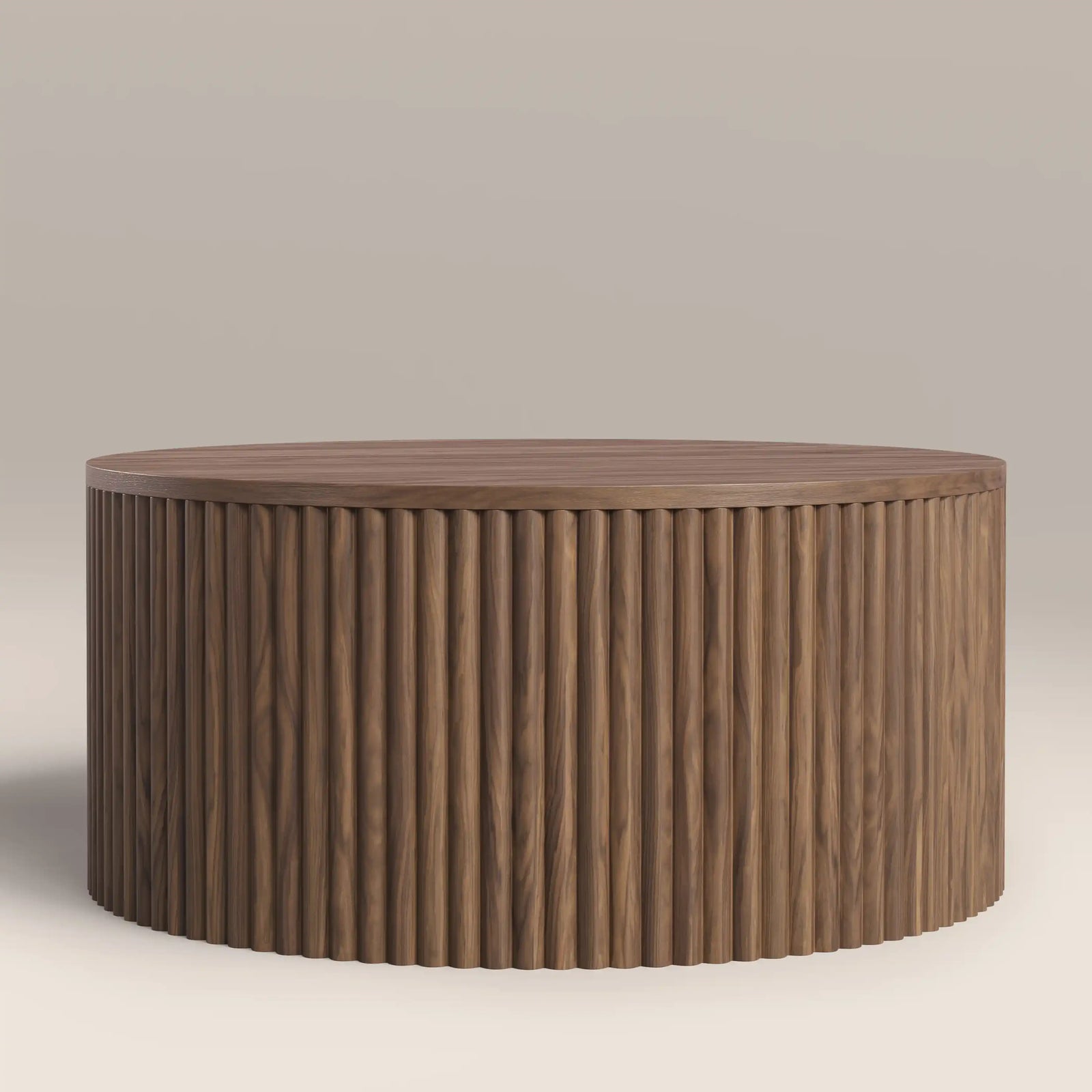 Brey Round Wooden Storage Coffee Table | Walnut