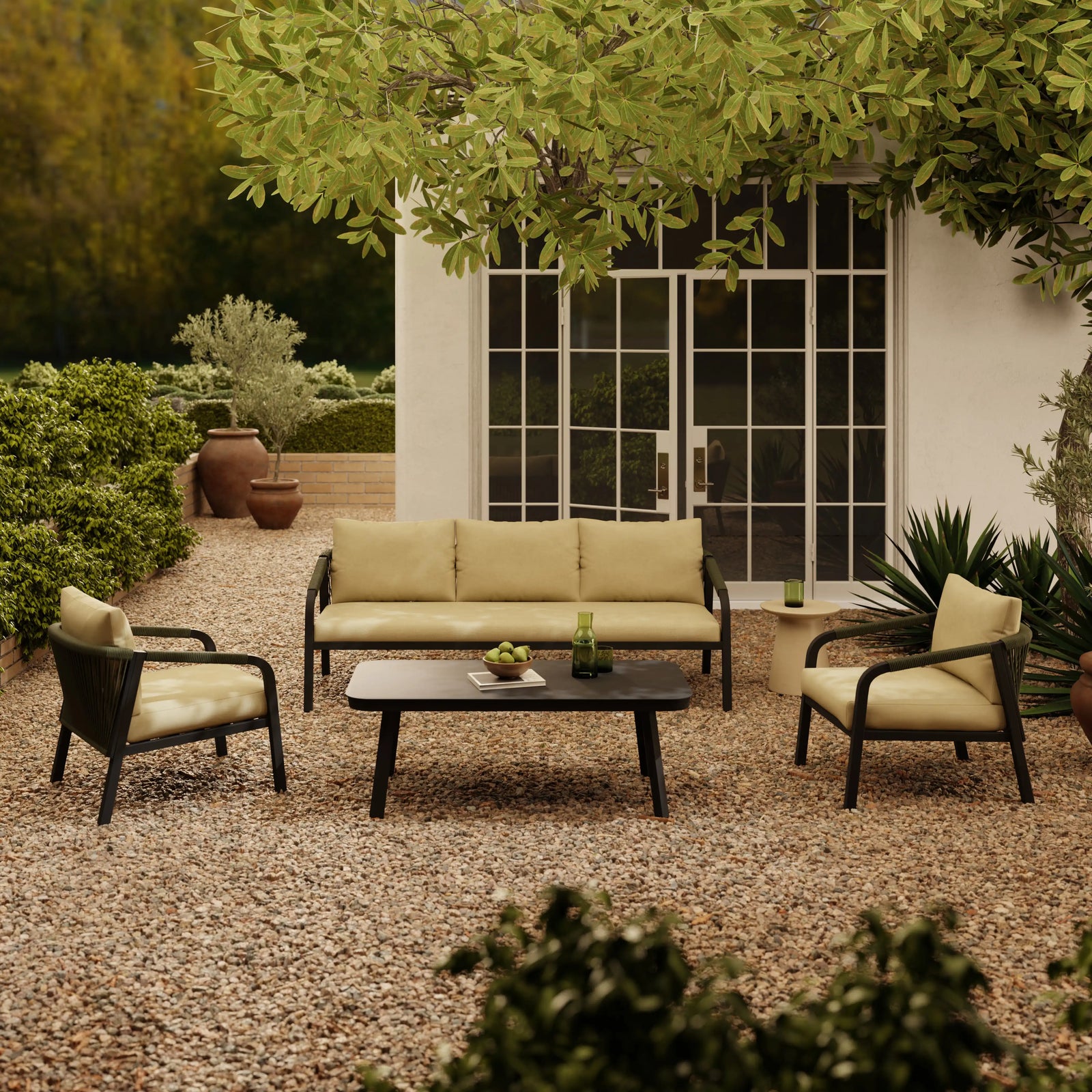 Tuva Garden Lounge Set | Black & Olive Green