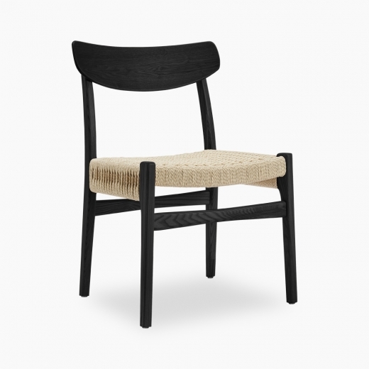 Danish Designs Danish Designs Benedict Wooden Dining Chair, Natural Weave & Black