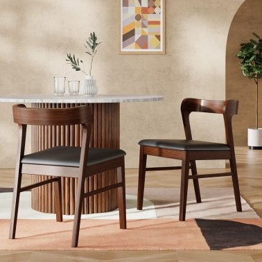 Otto Wooden Carver Dining Chair, Black & Walnut Ash