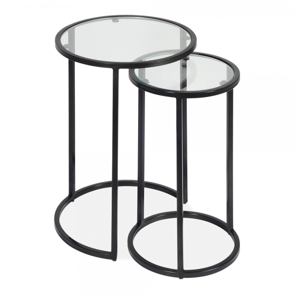 Glass Top Madison Round Nesting Table, Round Nesting Tables Glass