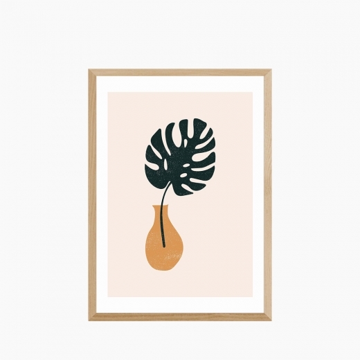 Monstera Leaf Vase, Graphic Print