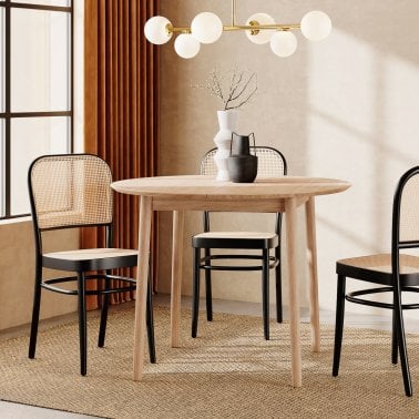 Oak round dining table on sale for 6