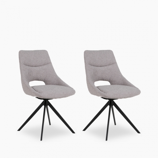 Theodor Set of 2 Dining Chairs, Grey Boucle