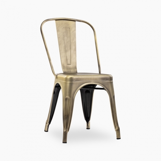 Tolix Style Metal Dining Chair, Brass