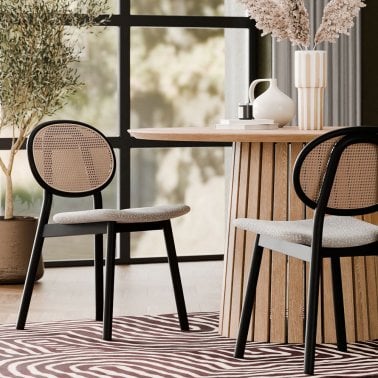 Willow Wooden Dining Chair Speckled Stone Sustainable Boucle