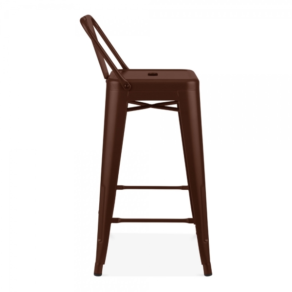 Tolix Style Metal Bar Stool With Low, Tolix Style Metal Bar Stool With Low Backrest